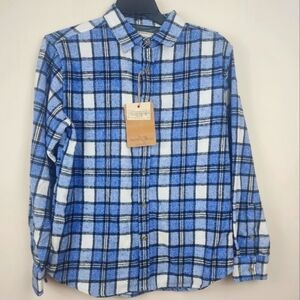 Smith Mills Blue Flannel Plaid Men's Shirt Size Medium And Small